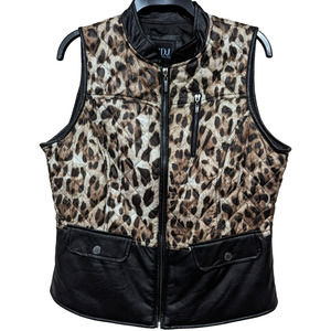 NWT FDJ French Dressing Jeans Quilted Animal Print Faux Leather Vest sz M